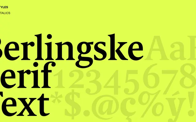 Berlingske Serif Text specimen from Playtype