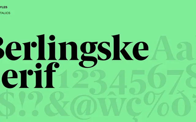 Berlingske Serif specimen from Playtype