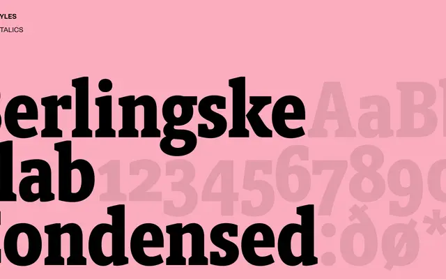 Berlingske Slab Condensed specimen from Playtype