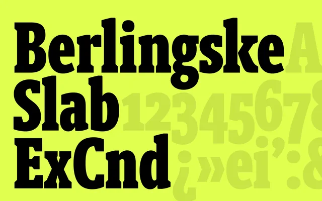 Berlingske Slab Extra Condensed specimen from Playtype
