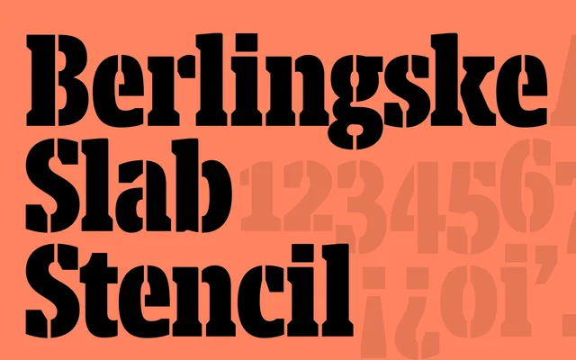 Berlingske Slab Stencil specimen from Playtype