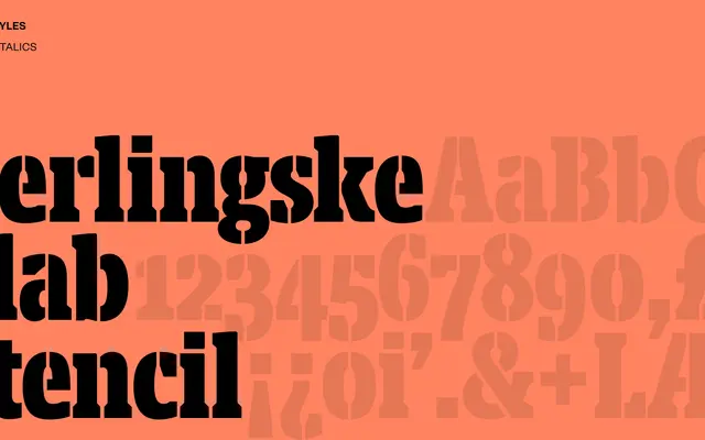 Berlingske Slab Stencil specimen from Playtype