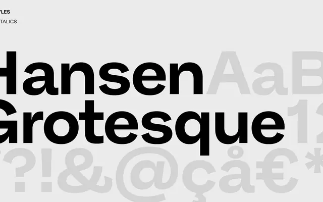 Hansen Grotesque specimen from Playtype