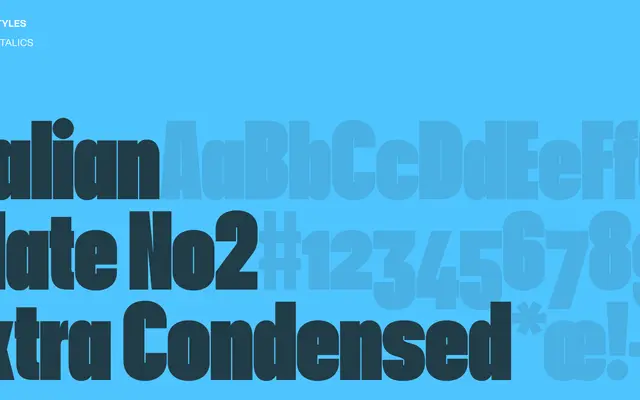 Italian Plate No2 Extra Condensed specimen from Playtype