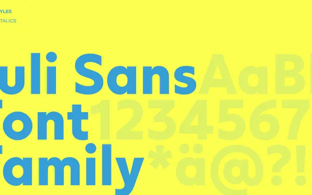 Juli Sans specimen from Playtype