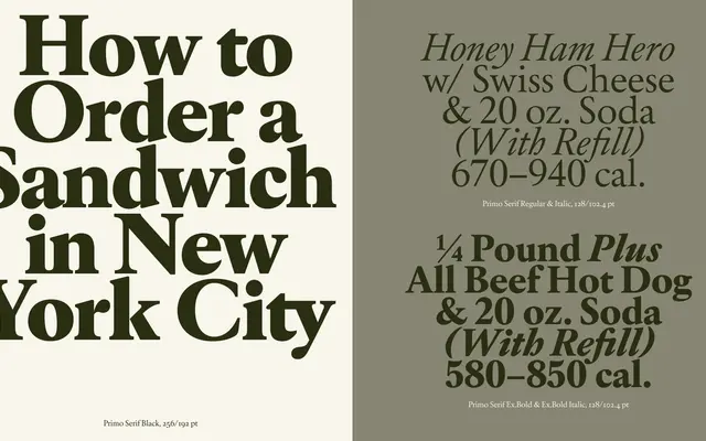Primo Serif specimen from Playtype
