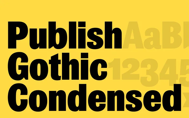 Publish Gothic Condensed specimen from Playtype