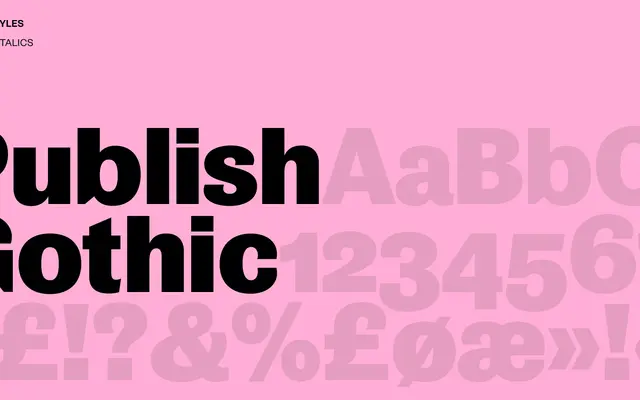 Publish Gothic specimen from Playtype