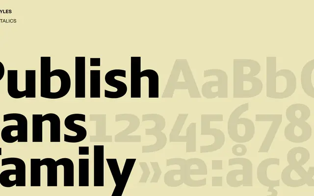 Publish Sans specimen from Playtype