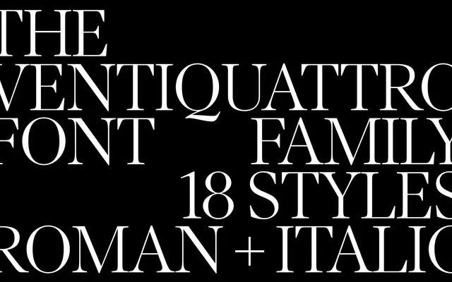 Ventiquattro specimen from Playtype