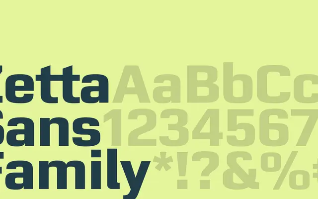Zetta Sans specimen from Playtype