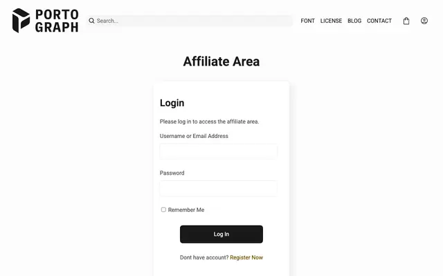 Affiliate Area specimen from Portograph Studio