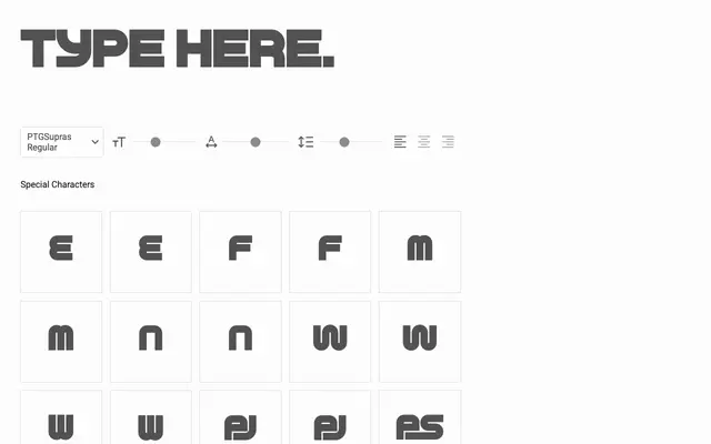 PTG Supras specimen from Portograph Studio