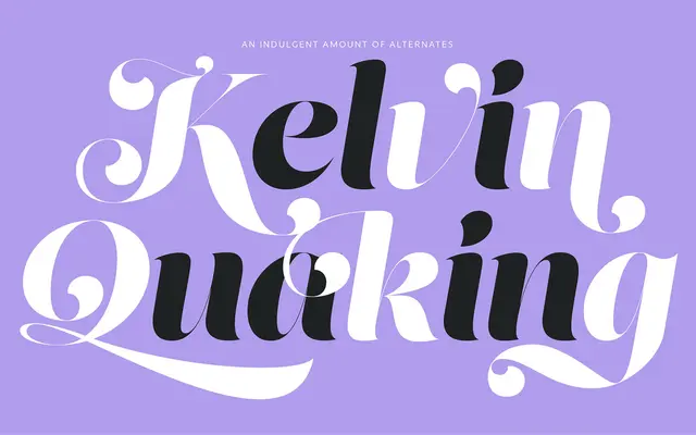 Lust Script specimen from Positype