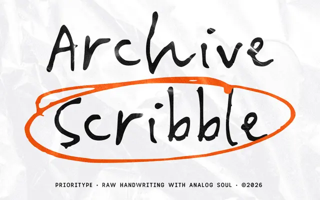 Archive Scribble Font specimen from Prioritype