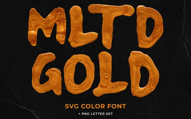 Melted Gold – SVG Font specimen from Prioritype