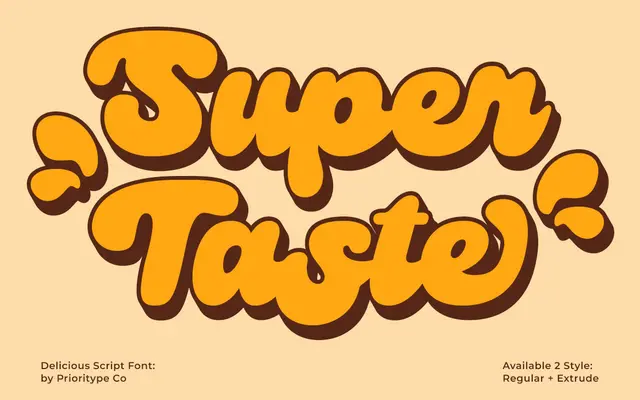 Super Taste – Bold Script Font specimen from Prioritype