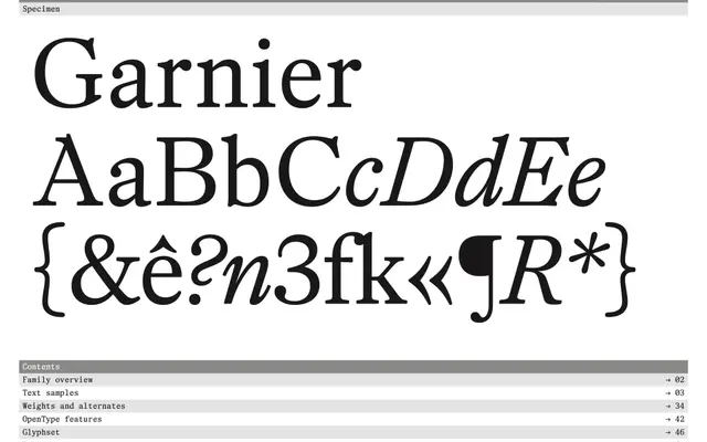 Garnier specimen from Proof of Words