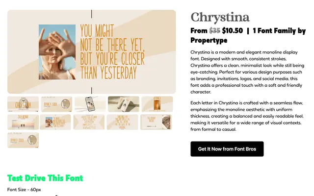 Chrystina specimen from Propertype Fonts
