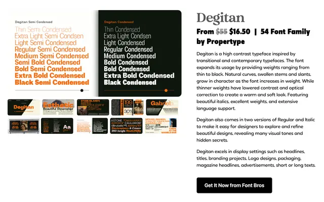 Degitan specimen from Propertype Fonts