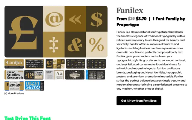 Fanilex specimen from Propertype Fonts