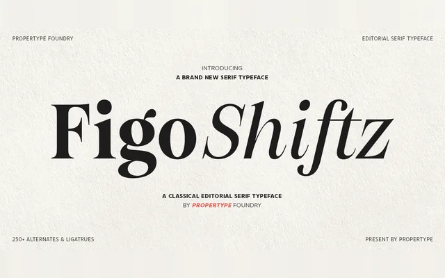 Figo Shiftz specimen from Propertype Fonts