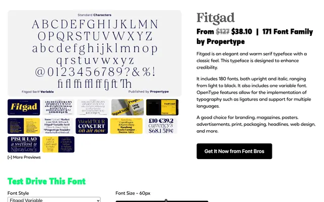 Fitgad specimen from Propertype Fonts