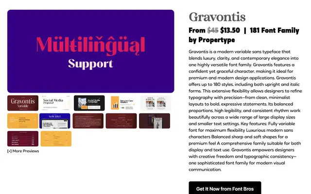 Gravontis specimen from Propertype Fonts
