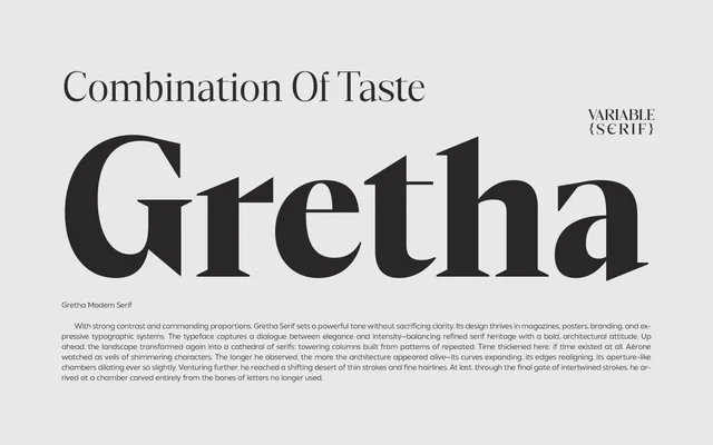 Gretha Serif specimen from Propertype Fonts