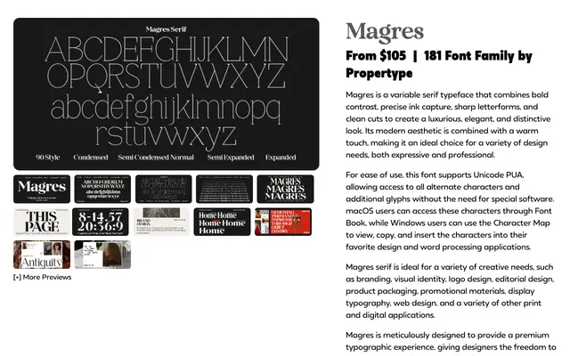 Magres specimen from Propertype Fonts
