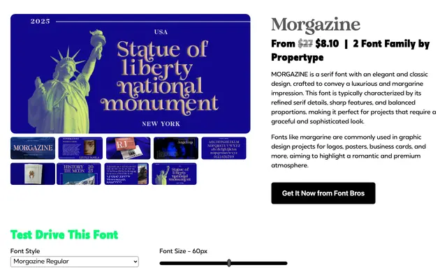 Morgazine specimen from Propertype Fonts