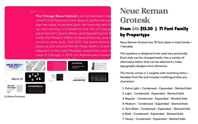 Neue Reman Grotesk specimen from Propertype Fonts