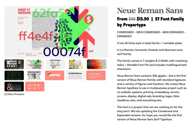 Neue Reman Sans specimen from Propertype Fonts