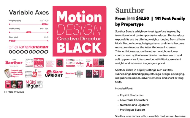 Santhor specimen from Propertype Fonts