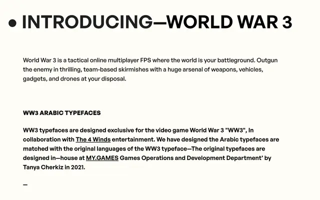 WW3 Arabic specimen from Protype Foundry