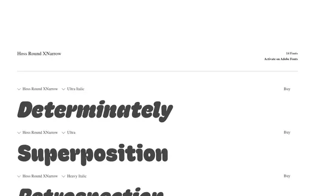 Hoss Round XNarrow specimen from PS Type Lab