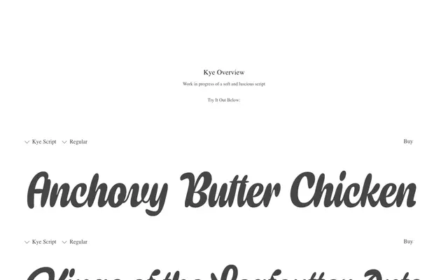 Kye specimen from PS Type Lab