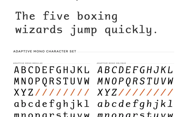 Adaptive Mono specimen from PSY/OPS Type Foundry