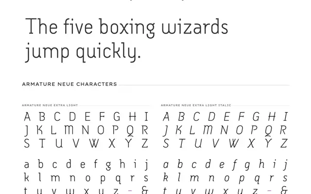 Armature Neue specimen from PSY/OPS Type Foundry