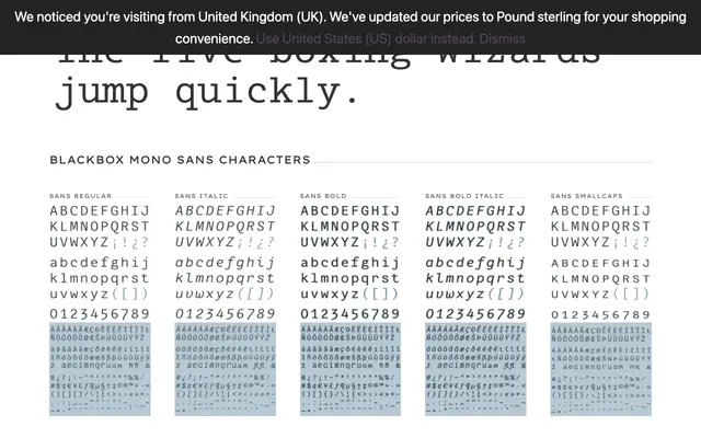 Blackbox Mono specimen from PSY/OPS Type Foundry