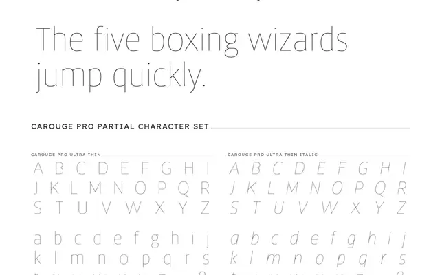 Carouge Pro specimen from PSY/OPS Type Foundry