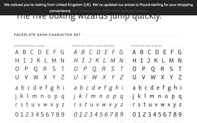 Faceplate Sans specimen from PSY/OPS Type Foundry