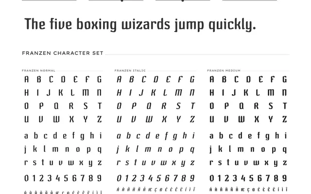Franzen specimen from PSY/OPS Type Foundry
