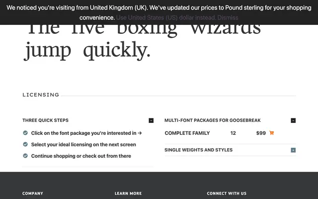 Goosebreak specimen from PSY/OPS Type Foundry