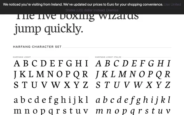Harfang Pro specimen from PSY/OPS Type Foundry