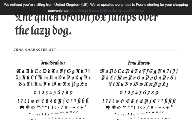 Jena specimen from PSY/OPS Type Foundry