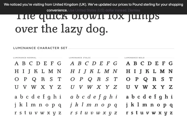 Luminance specimen from PSY/OPS Type Foundry