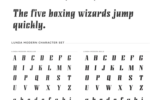 Lunda Modern specimen from PSY/OPS Type Foundry