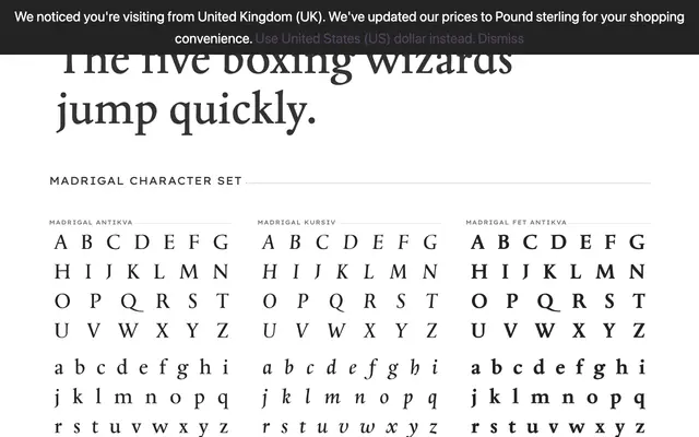 Madrigal specimen from PSY/OPS Type Foundry
