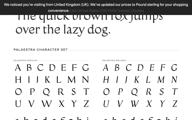 Palaestra specimen from PSY/OPS Type Foundry